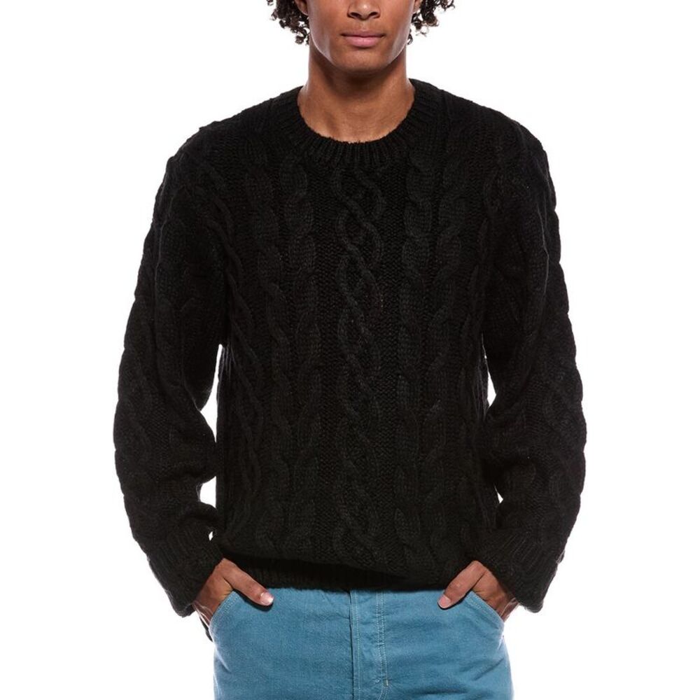 Rta Mens  Ethan Wool-Blend Crewneck Sweater, Black